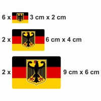 10 Stück Flaggen Aufkleber Deutschland Bundesadler...