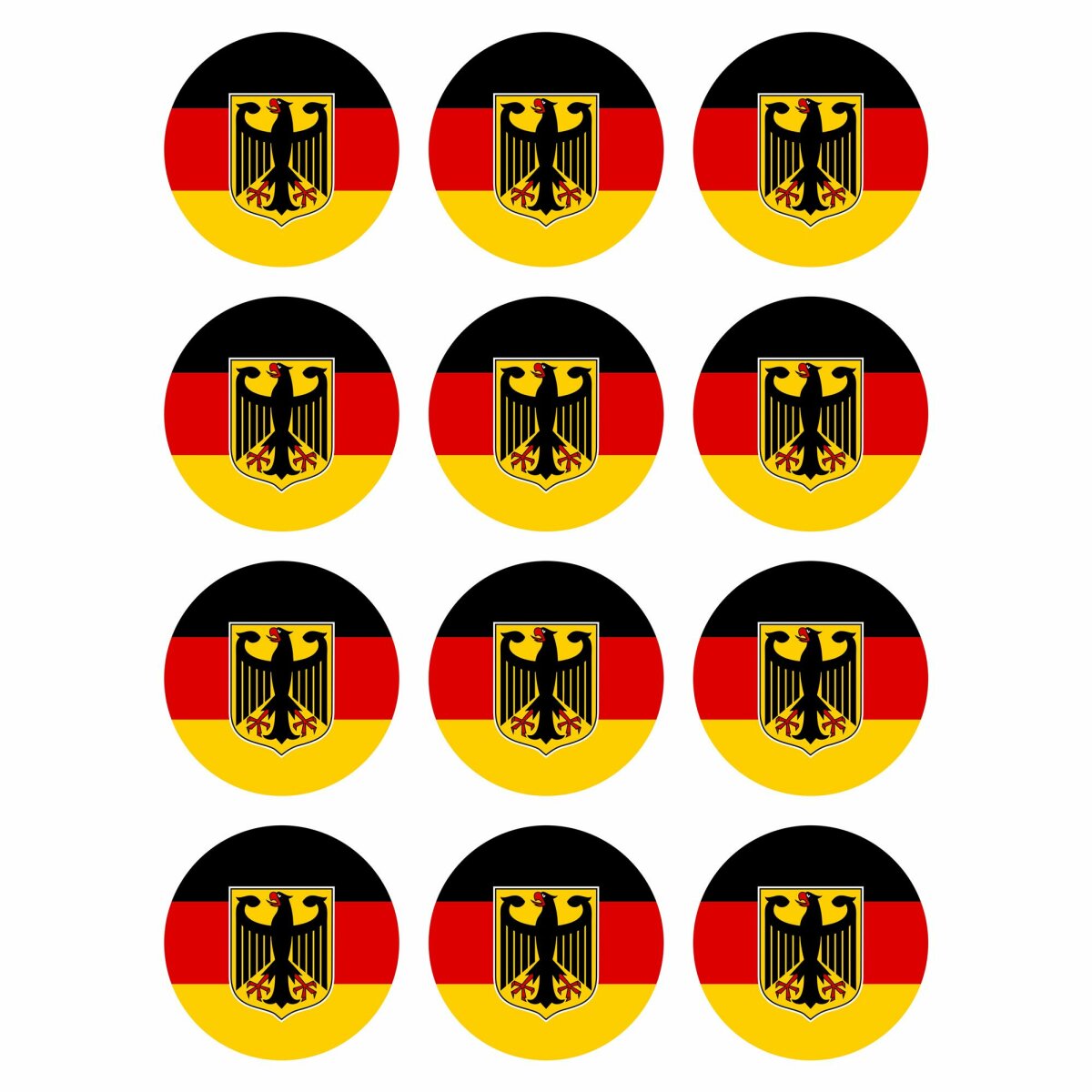 12 Stück Aufkleber Bundesadler Deutschland Flagge Rund 4 cm