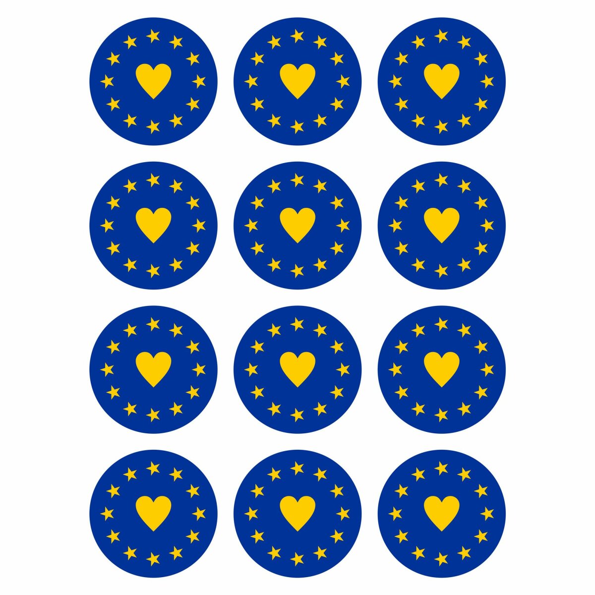 St Ck Aufkleber Eu Herz Flagge Rund Cm I Love Europa Europ I