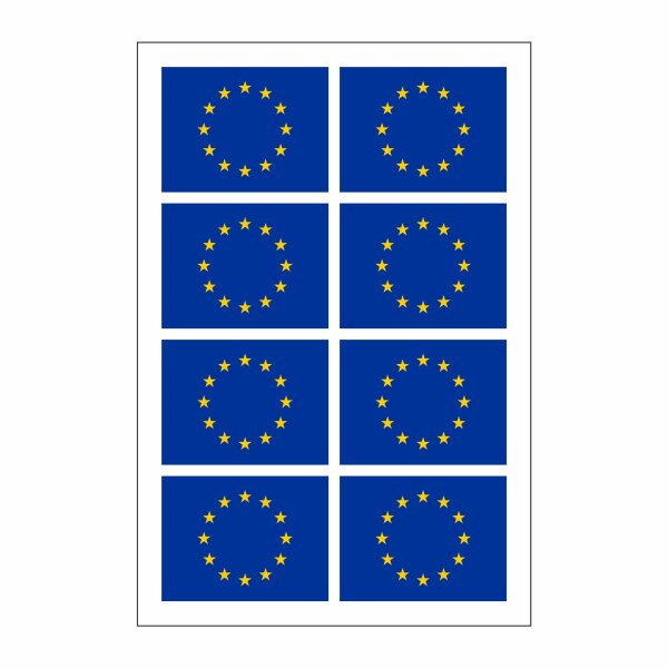 8 Stück Aufkleber EU Europa Flaggen Set | Sticker Autoaufkleber