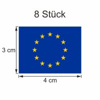 8 Stück Aufkleber EU Europa Flaggen Set | Sticker Autoaufkleber