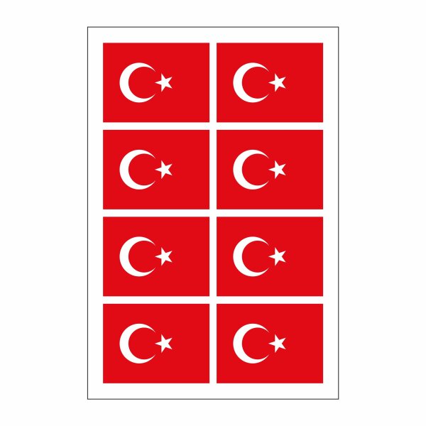 8 Stück Aufkleber Türkei Flaggen Set | Sticker Türkiye Autoaufkleber