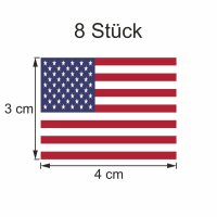 8 Stück Aufkleber Amerika Flaggen Set | Sticker USA Autoaufkleber