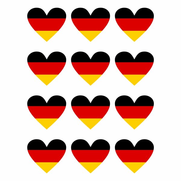 12 Stück Aufkleber Deutschland Herz, wetterfest & UV Schutz