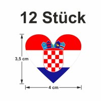 12 Stück Aufkleber Kroatien Herz | wetterfest & UV Schutz | Set Croatia