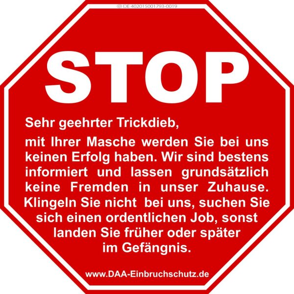 Warnschild - Stop Trickdieb 004