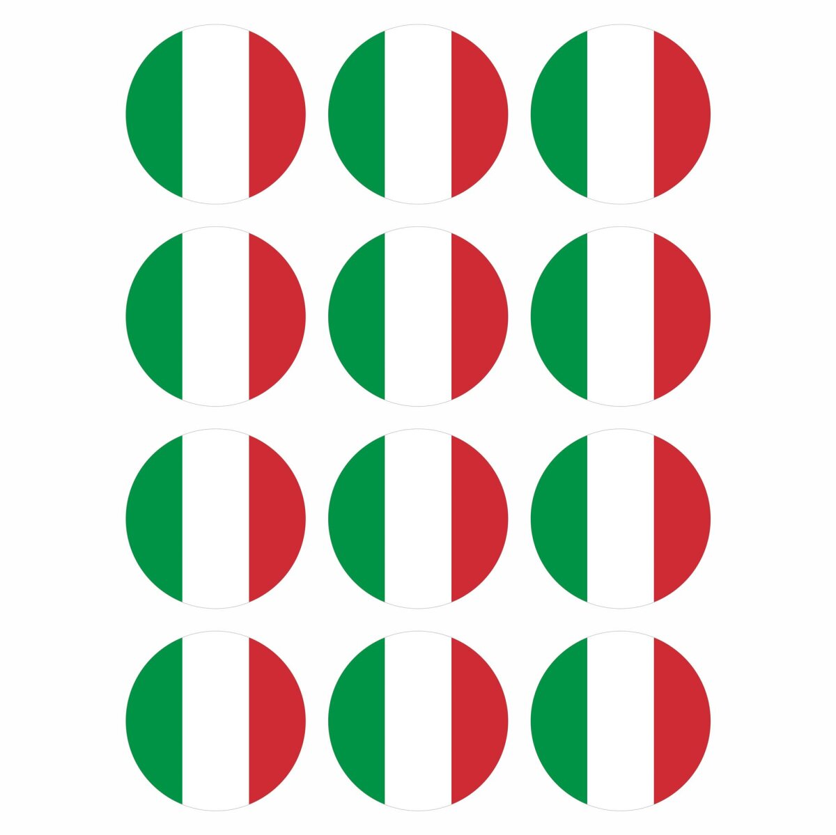 12 Stück Aufkleber Italien Flagge Rund 4 cm