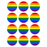 12 Stück Aufkleber Regenbogen Gay Flagge Rund 4 cm |...