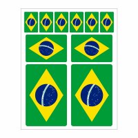 10 Stück Flaggen Aufkleber Brasilien Set | Sticker Brazil Autoaufkleber