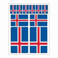 10 Stück Flaggen Aufkleber Island Set | Sticker Iceland Autoaufkleber