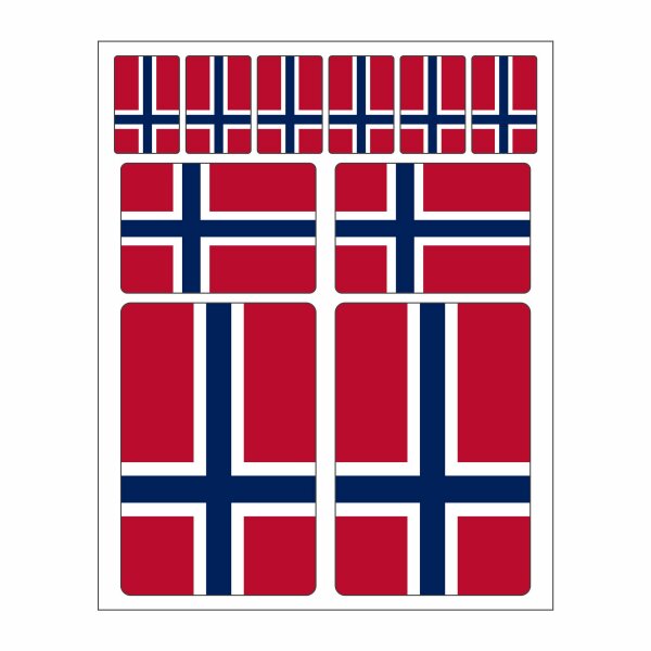 10 Stück Flaggen Aufkleber Norwegen Set | Sticker Norway Autoaufkleber