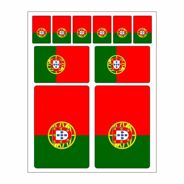 10 Stück Flaggen Aufkleber Portugal Set | Sticker Portugiesische Republik Autoaufkleber