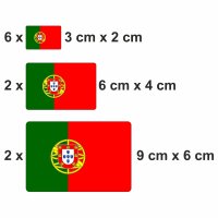 10 Stück Flaggen Aufkleber Portugal Set | Sticker Portugiesische Republik Autoaufkleber