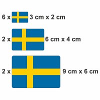 10 Stück Flaggen Aufkleber Schweden Set | Sticker Sweden Autoaufkleber