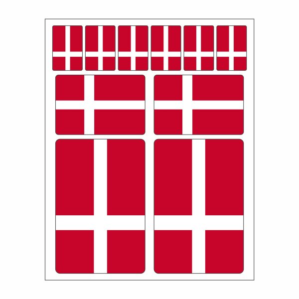 10 Stück Flaggen Aufkleber Dänemark Set | Sticker Denmark Autoaufkleber