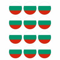 12 Stück Aufkleber Bulgarien Rund 4 cm | Bulgaria Flag | wetterfest & UV Schutz | Set