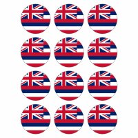 12 Stück Aufkleber Hawaii Rund 4 cm | Hawaii Flag |...