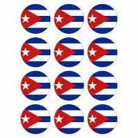 12 Stück Aufkleber Kuba Rund 4 cm | Cuba Flag |...