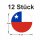 12 Stück Aufkleber Chile Rund 4 cm | Chile Flag | wetterfest & UV Schutz | Set