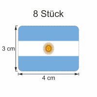 8 Stück Aufkleber Argentinien Flaggen Set | Sticker Argentina Flag Autoaufkleber