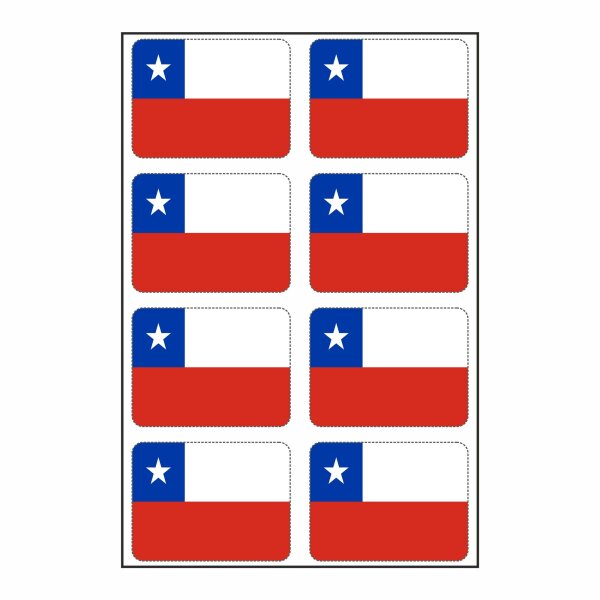 8 Stück Aufkleber Chile Flaggen Set | Sticker Chile Flag Autoaufkleber