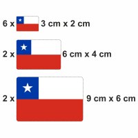 10 Stück Flaggen Aufkleber Chile Set | Sticker Chile Autoaufkleber