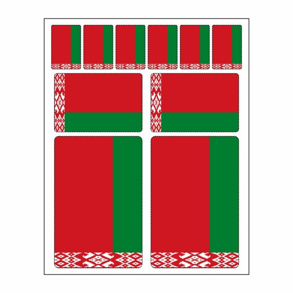 10 Stück Flaggen Aufkleber Belarus Set | Sticker Weißrussland Autoaufkleber