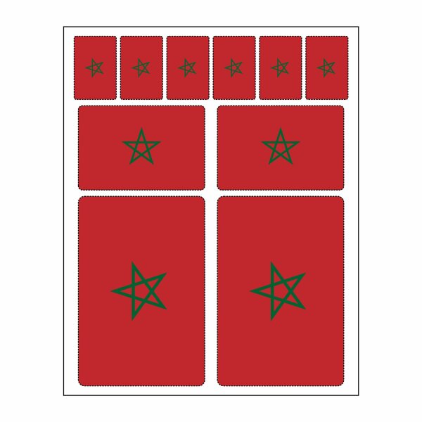 10 Stück Flaggen Aufkleber Marokko Set | Sticker Morocco Autoaufkleber