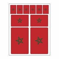 10 Stück Flaggen Aufkleber Marokko Set | Sticker Morocco Autoaufkleber