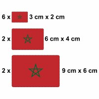 10 Stück Flaggen Aufkleber Marokko Set | Sticker Morocco Autoaufkleber