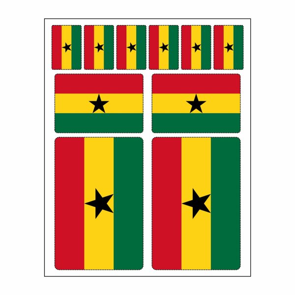 10 Stück Flaggen Aufkleber Ghana Set | Sticker Autoaufkleber