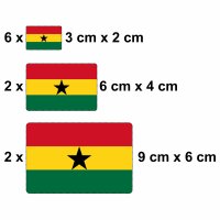 10 Stück Flaggen Aufkleber Ghana Set | Sticker Autoaufkleber