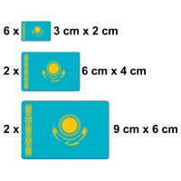 10 Stück Flaggen Aufkleber Kasachstan Set | Sticker Kazakhstan Autoaufkleber