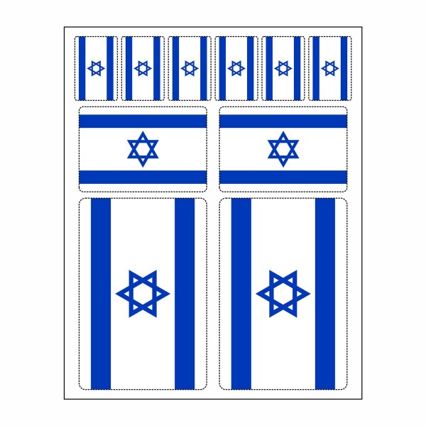 10 Stück Flaggen Aufkleber Israel Set | Sticker Autoaufkleber