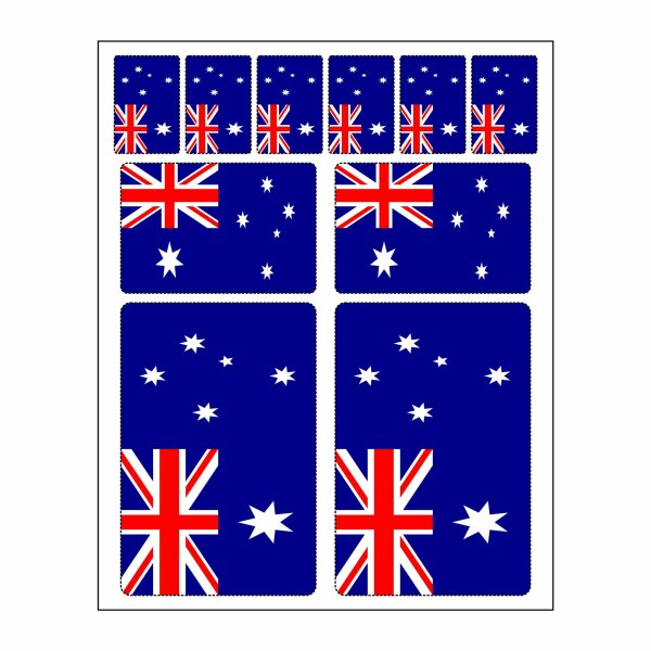 10 Stück Flaggen Aufkleber Australien Set | Sticker Australia Autoaufkleber