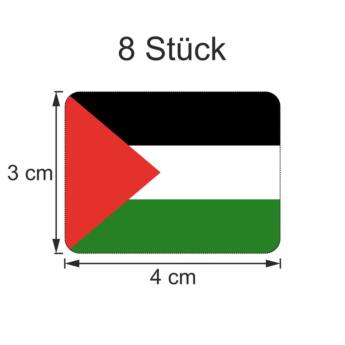 Palästina Flagge Herz Aufkleber - 20 Stück 25mm Vinyl Wasserfest