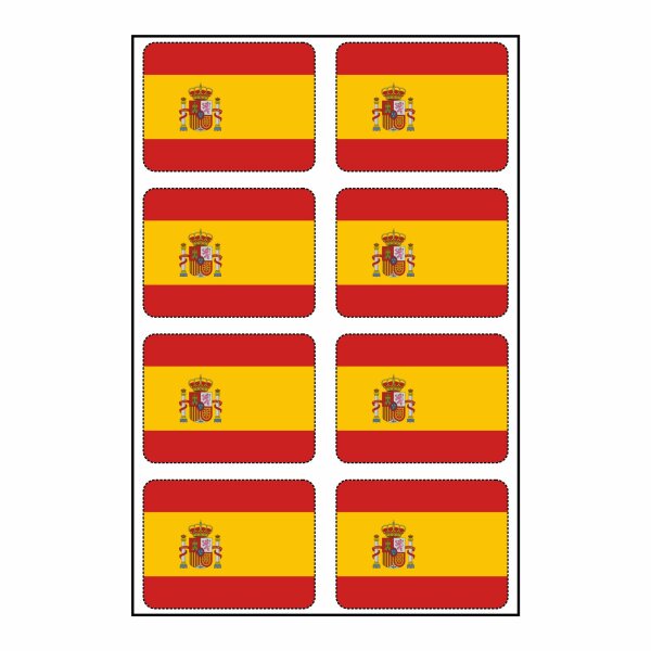 8 Stück Aufkleber Spanien Flaggen Set | Sticker Autoaufkleber Spain