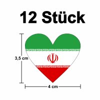 12 Stück Aufkleber Iran Herz | wetterfest & UV...